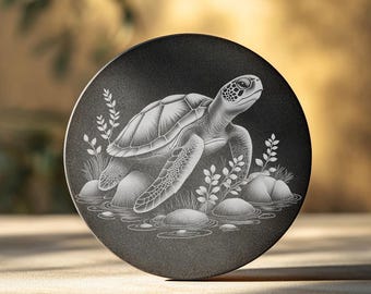 Sea Turtle Slate Coaster Design, Laser Engraving PNG File, Ocean Home Decor, Reusable Download