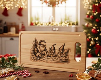 Christmas Laser Engraving File, Santa Charcuterie Board, Elves Baking Kitchen Decor
