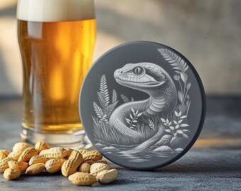 Engraved Slate Coaster PNG, Unique Snake Design, Laser Engraving File for Home Decor DIY