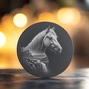Stallion Horse Engraving File Majestic Horse Art PNG for Slate Coaster DIY Home Decor