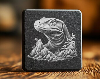 Lizard Slate Engraving PNG, Coaster Template for DIY Laser Projects, Digital Design for Crafters, Lizard on a Rock Art File