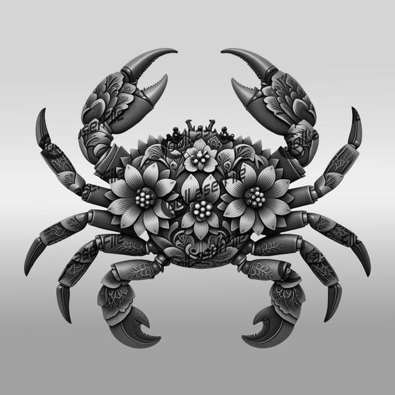 花のアクセントが付いた見事な3Dイリュージョンカニ。ユニークな
