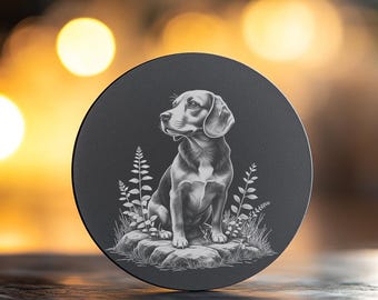 Dog Engraving File for Laser Slate Coaster, Rustic Animal Art PNG, DIY Home Decor Laser Ready Design