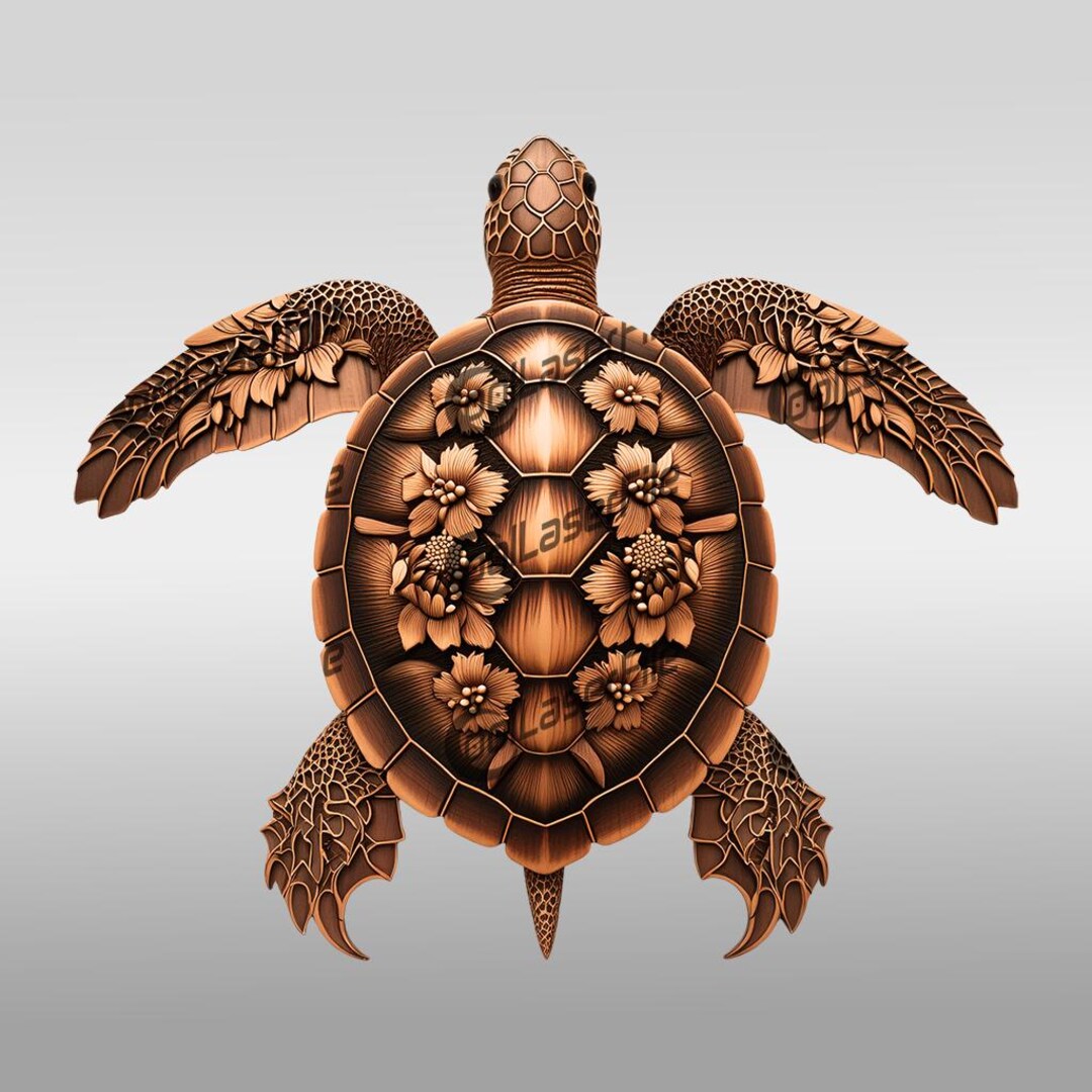 3D Laser Engraving Turtle Floral Shell Art, Intricate Design File, DIY ...