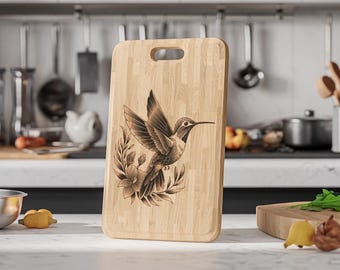 Lime à charcuterie gravée au laser, illusion 3D colibri, décoration de cuisine à faire soi-même, cadeau unique pour graveurs