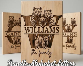 Family Monogram Svg, Vintage Logo Bundle, Custom Surname Crest A-Z, Engraving File For Cutting Boards, Alphabet Designs