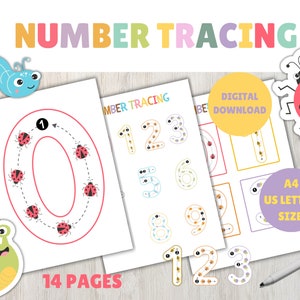 Number Tracing Sheets Pack. Calligraphy Cards. Tracing Cards. Preschool Worksheets. Learning to Write. Educational Printable.