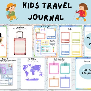 Diario de Viajes para Niños. Diario de Vacaciones Imprimible. Actividad de Vacaciones para Niños. Libro de Recuerdos de Vacaciones.