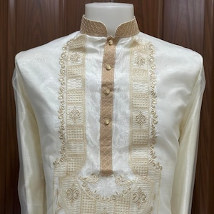 Chinese Collar Men&#39;s Modern Barong Tagalog