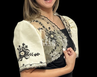 Embroidered Filipiniana Bolero Top: Butterfly Sleeve Blouse