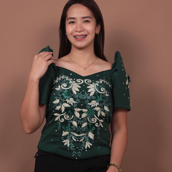 Blusa Moderna de Neoprene Filipiniana (9 Cores)