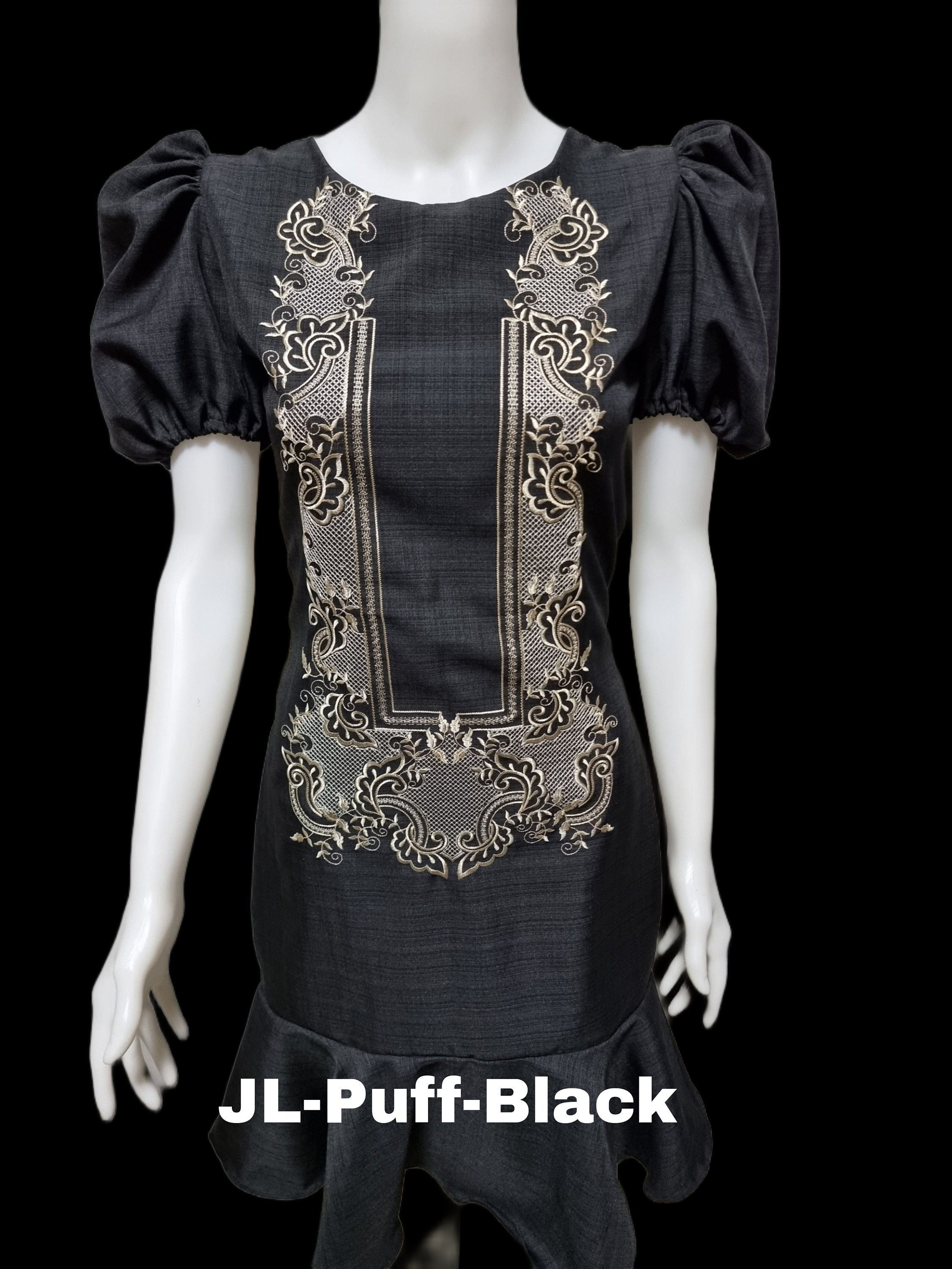 Women's Barong Dress Embroidery Puff Sleeve (4 Colors) - Etsy
