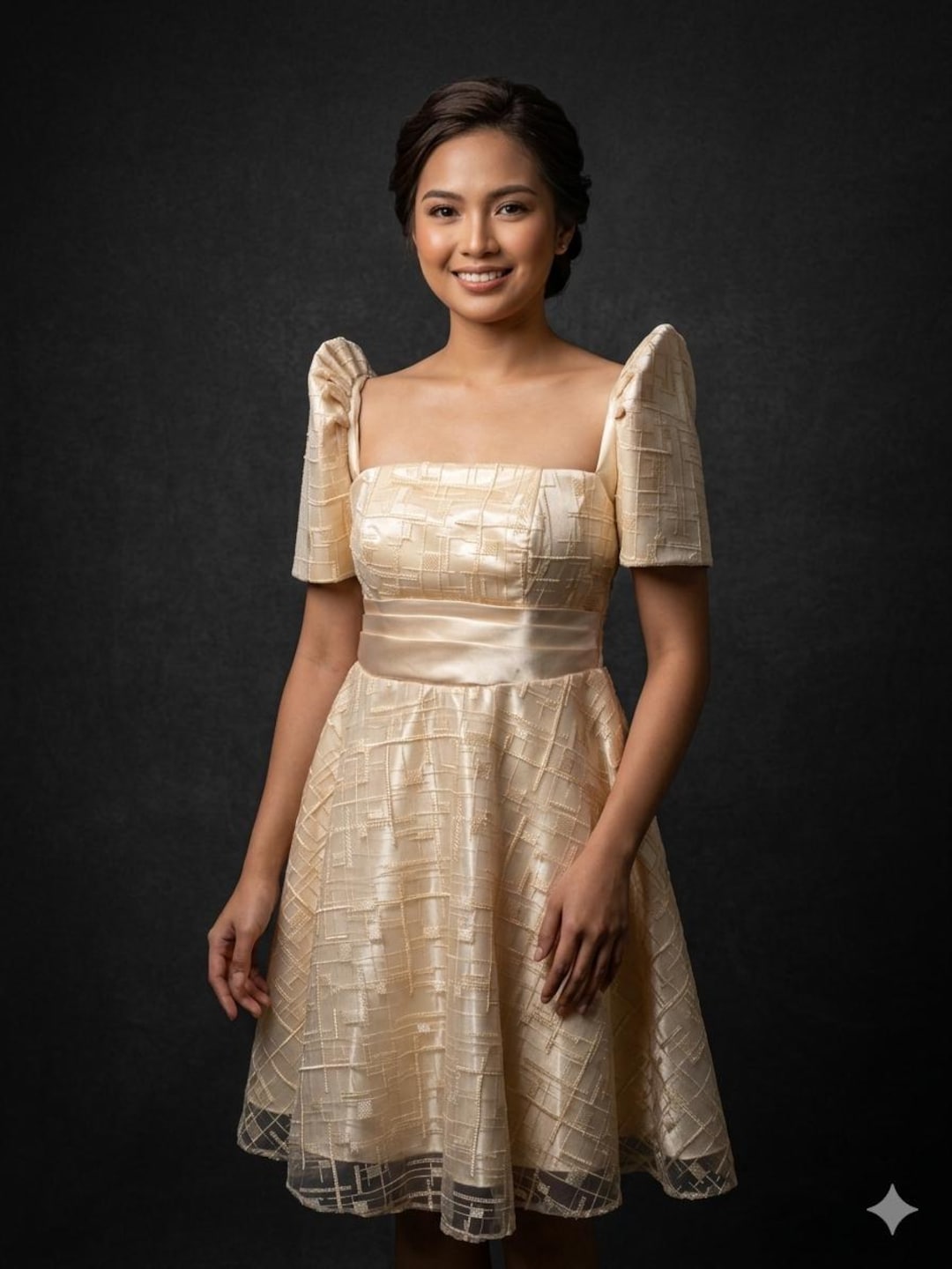 cocktail dress filipiniana Glitter Pink Cocktail Filipiniana Dress - Amelia