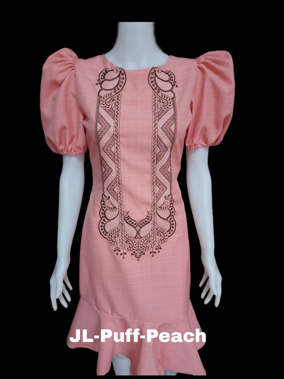 pink barong dress Couples Set Jusilyn Mono Pink Barong Tagalog + Barong Dress - Anne & Joseph