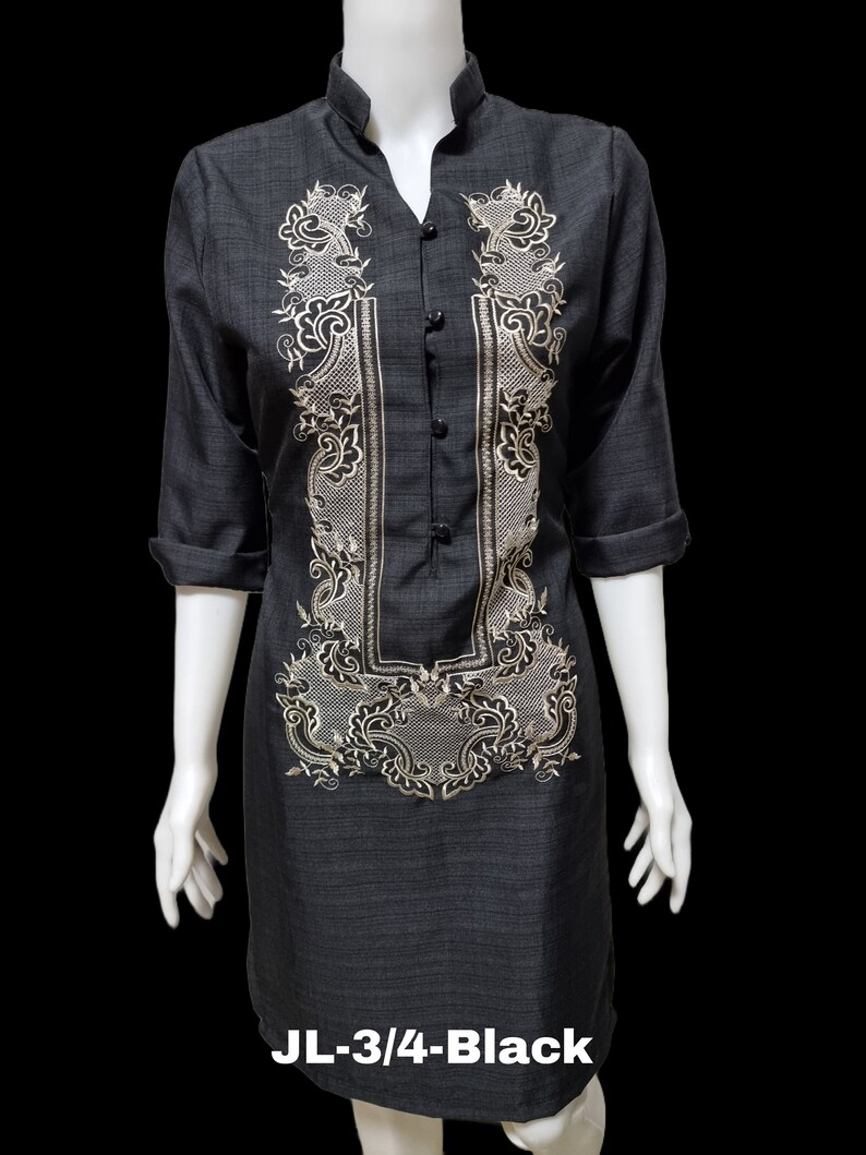 Blue Barong with Red Embroidery