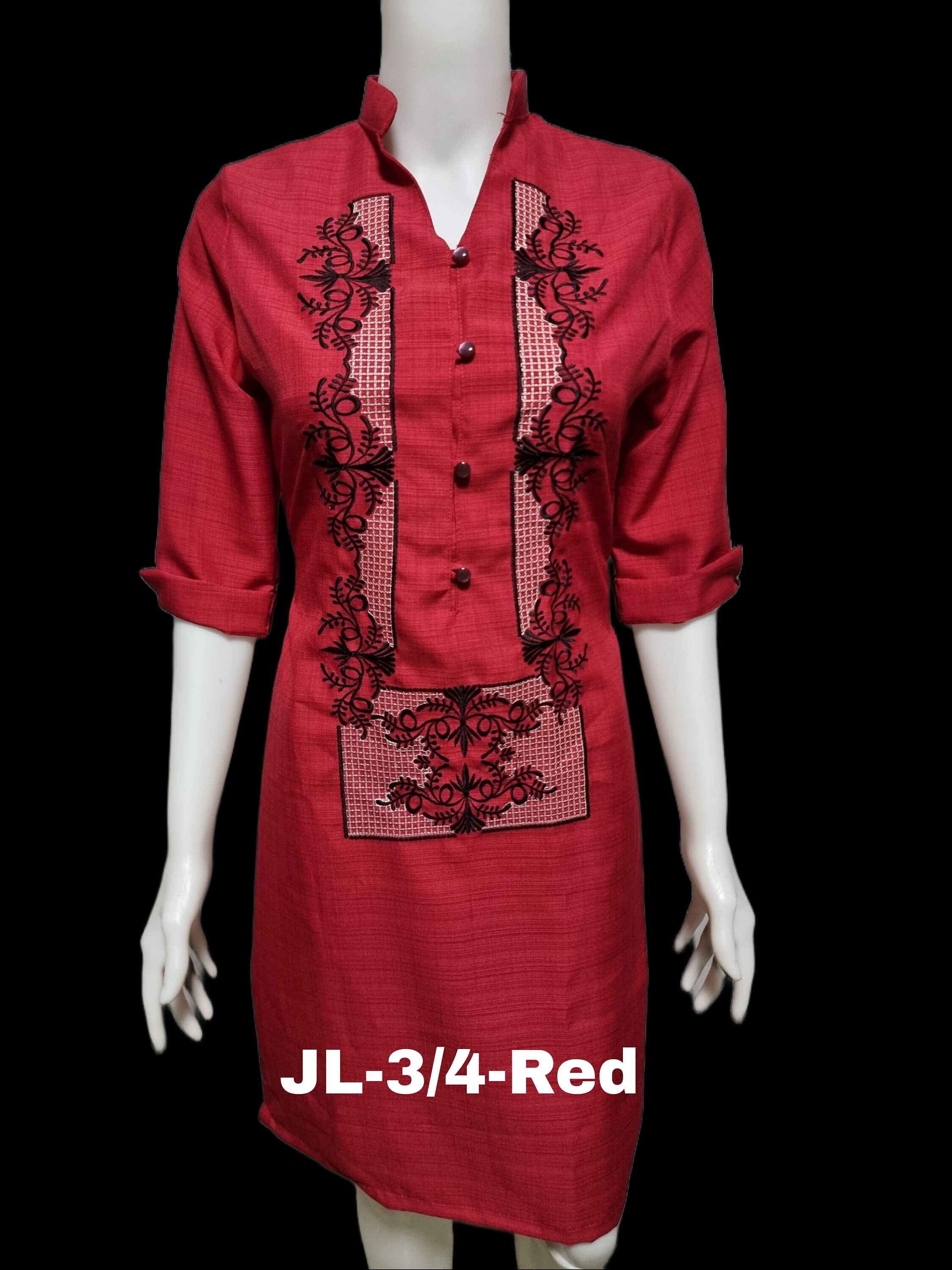 Blue Barong with Red Embroidery main image 0