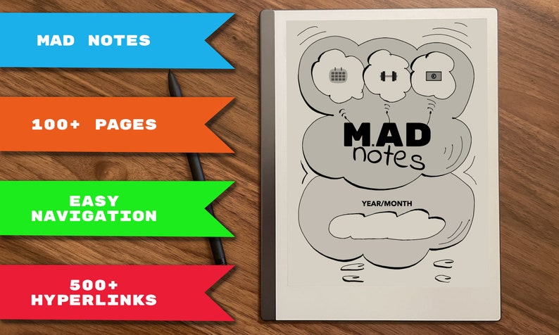 Mad Notes Monthly Advanced Notes Template for Remarkable Tablets - Etsy