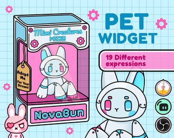 Animated Twitch Mecha Bunny Pet Widget, 19 Expressions, OBS Overlay (Digital Download)