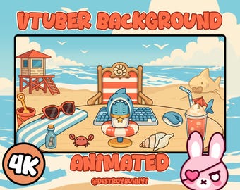 アニメーションかわいい海のVTuber背景：4K水中ルームストリームオーバーレイ