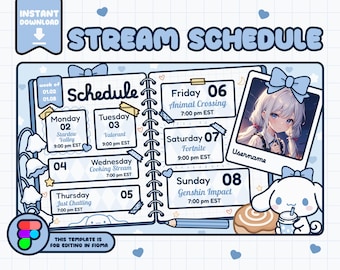 Wöchentlicher Stream Ablaufplan Vorlage | VTuber Figma | Twitch YouTube Streamer Overlay