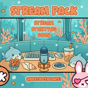 4K Animated Stream Screens + Panels | Cute Plush Shark Twitch Vtuber Overlay | Underwater Room Animated Screens/Panels/Overlays