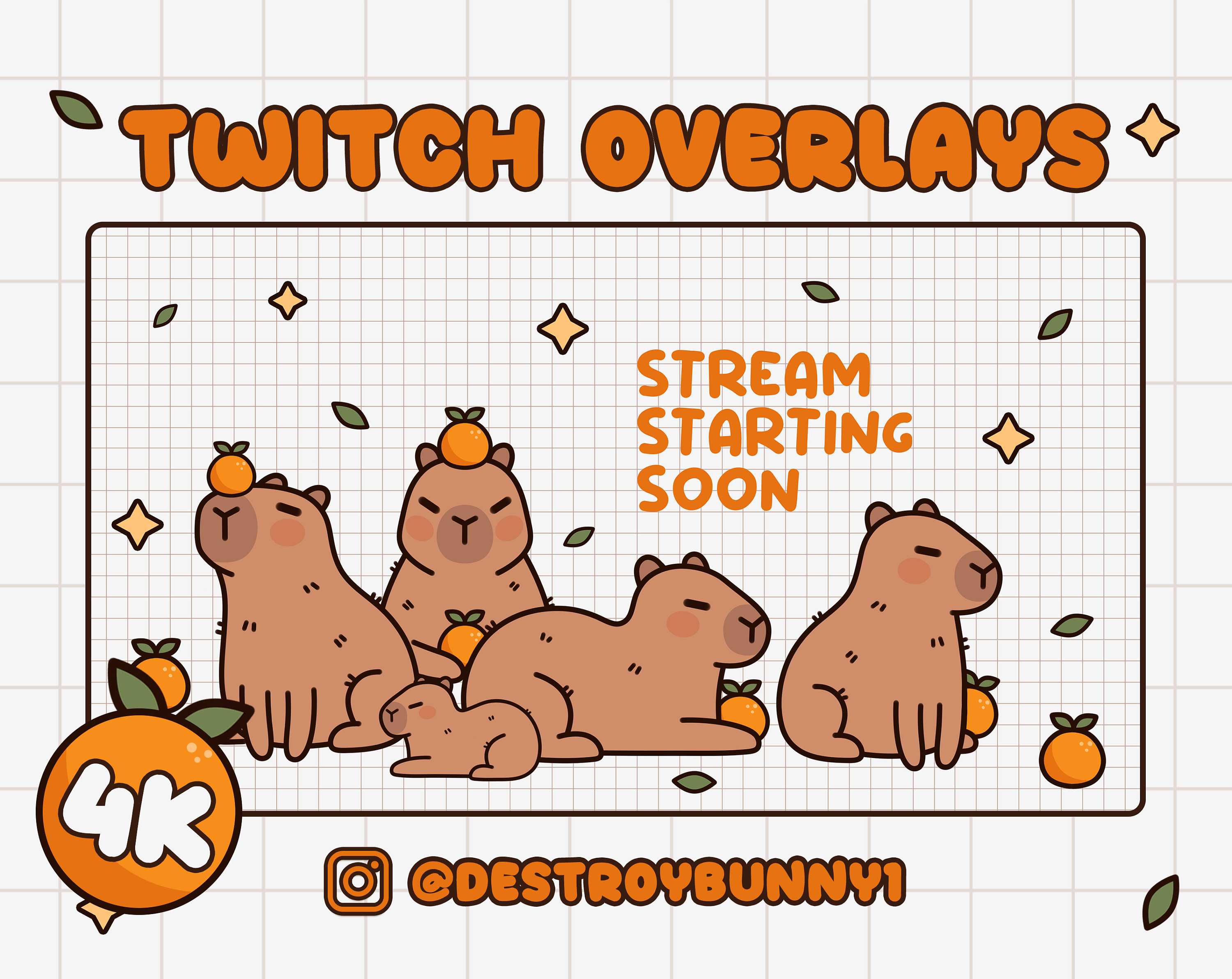 Animated 4K Capybara Stream Package | Warm Cozy Twitch Vtuber Overlay ...