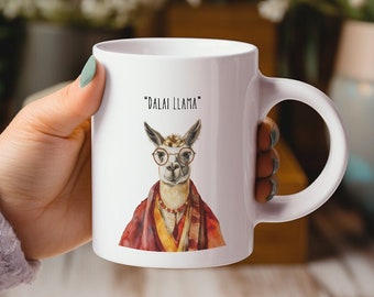 Hilarische Dalai Lama Llama mok 11oz Llama eigenaar grap cadeau 15oz keramische aquarel artwork grappige koffie liefhebber huidige mok voor Llama minnaar