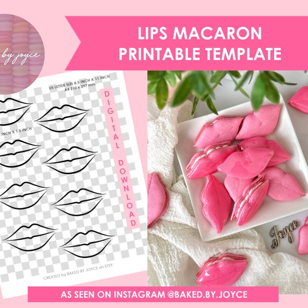 Printable Lips Macaron Template