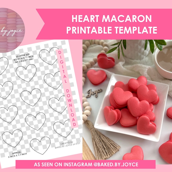 Modèle imprimable de macaron coeur