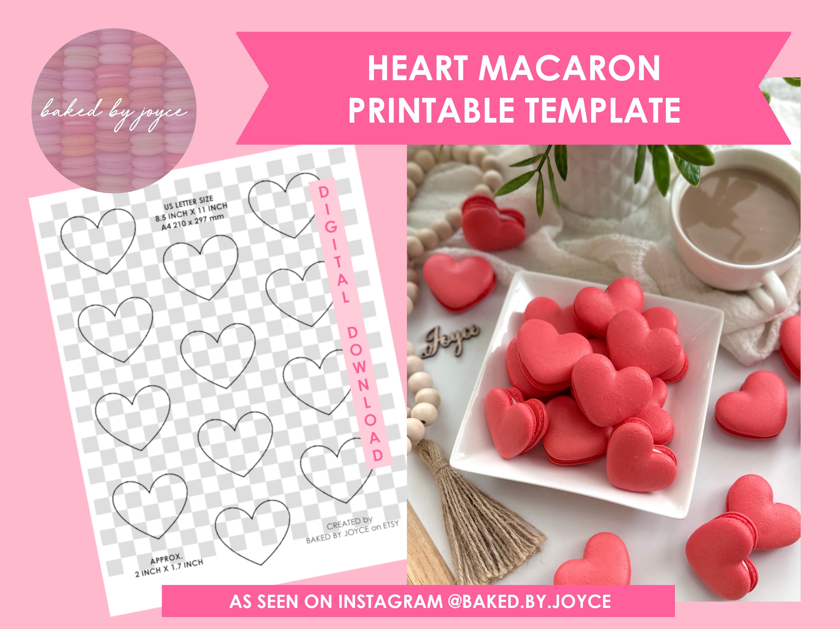 Printable Heart Macaron Template Etsy