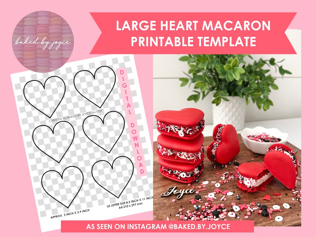 Printable Large Heart Macaron Template Etsy