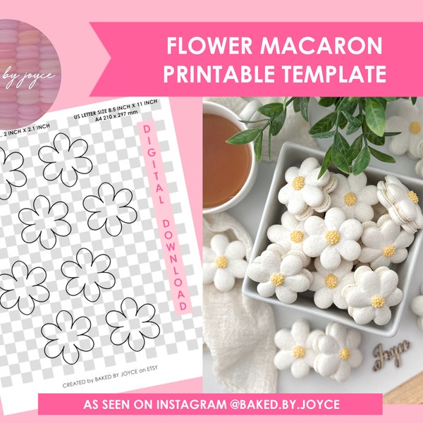 Printable Flower Macaron Template