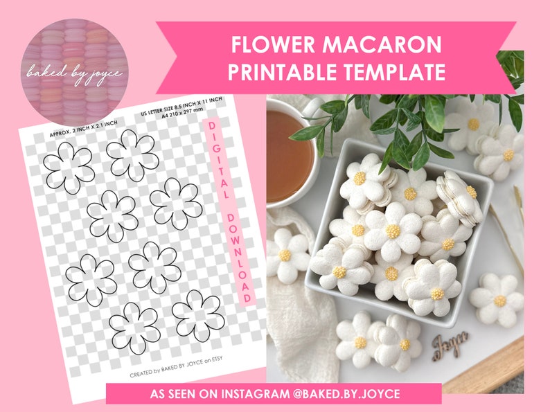 Printable Flower Macaron Template Etsy Printable Flower Macaron Template Etsy