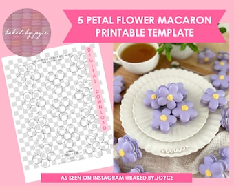 Printable Five Petal Flower Macaron Template