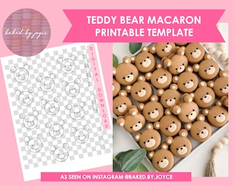 Printable Teddy Bear Macaron Template
