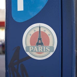 Paris Eiffel Tower Vintage Travel Sticker, France Laptop Decal, French Romance Water Bottle Sticker, Paris Gift
