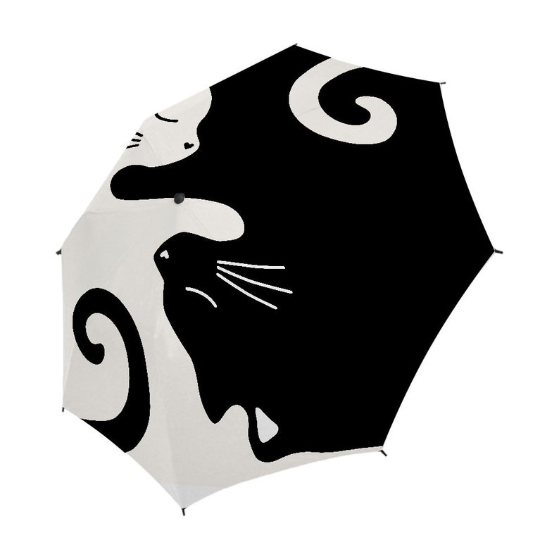 cute cat design umbrella, yin yang cats, elegant fashion accessory, cat lovers, compact fashion umbrella, unique 30th woman birthday present image 4