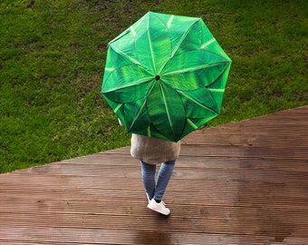 Nature lover Automatic Umbrella banana leaf, gift for her, umbrella gift, unique umbrella, rain umbrella