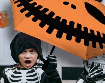 Pumpkin Face umbrella Halloween costume, rainy party dress up, decoration,