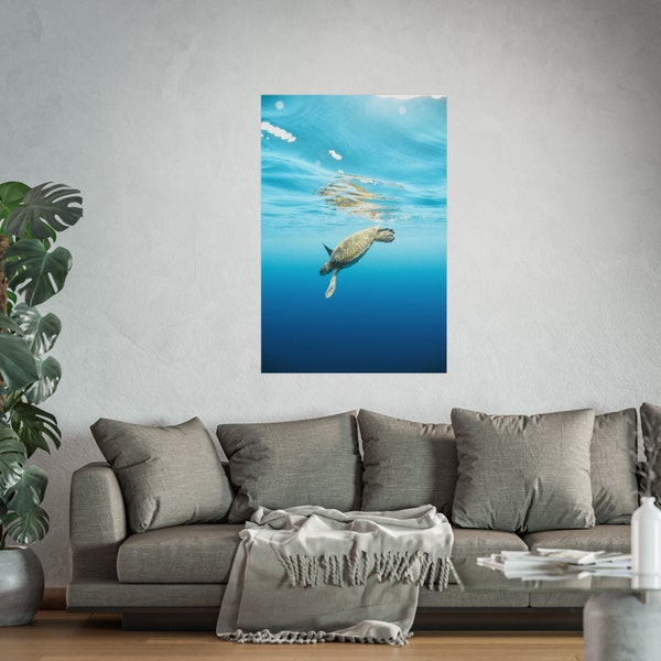 Fine Art Photography Poster, Sea Turtle In French Polynesia - Wall art