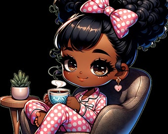 Clipart Black Girl Coffee, mode png-bestand