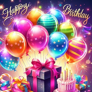 Happy Birthday,Happy Birthday(4)JPEG, Birthday Card,Shiny Party Card, Happy Birthday Party Color,Birthday Gift,Birthday Boy,Instant Download