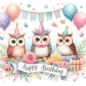 En-tête de joyeux anniversaire avec col, en-tête d'anniversaire, cadeau pour elle, lot d'une chouette joyeux anniversaire, joyeux anniversaire (7) fichiers JPEG