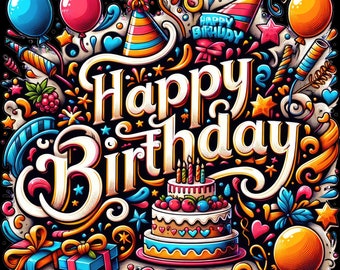 Clipart de Feliz Aniversário, Festa PNG (Download Instantâneo)