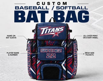 Custom Baseball Bag Softball Bat Bag Sports Backpack Personalized Premium Name Number Bulk Team Pricing