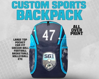 Custom Sports Backpack Personalized Team Name & Number Soccer Bag Basketball Bag