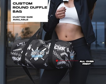 Personalized Round Duffle Bag, Custom Team Sports Gym Bag