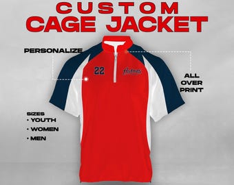 Custom Baseball Cage Jacket - Personalized Team Name & Number