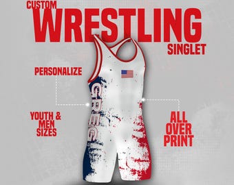Wrestling Singlet Custom Team Personalized Premium Name Number Sports Polyester Youth Wrestling Adult Singlet