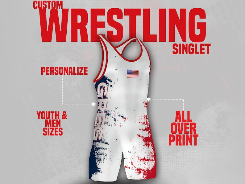 Wrestling Singlet Custom Team Personalized Premium Name Number Sports Polyester Youth Wrestling Adult Singlet image 1